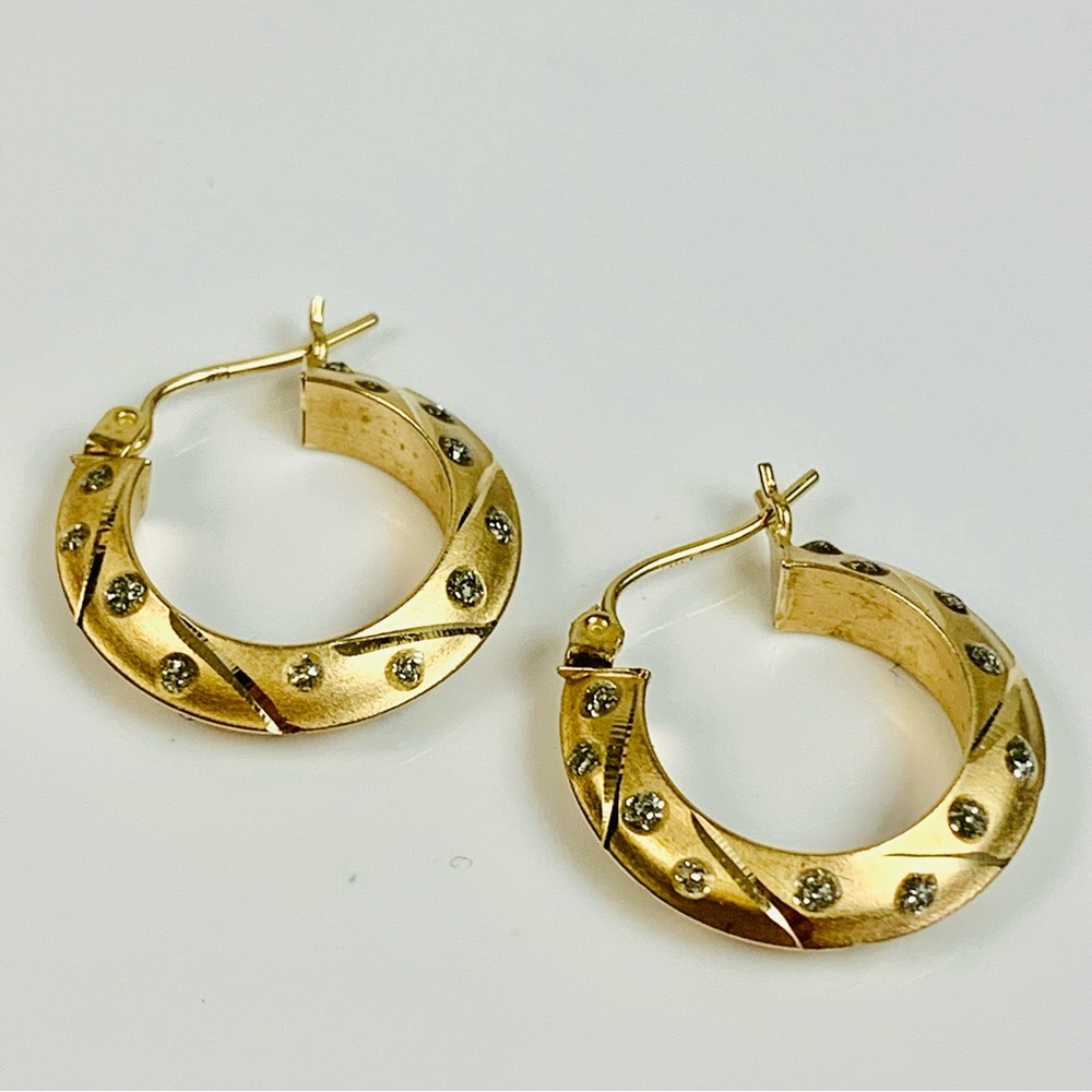 14K Glitter Hoop Earrings